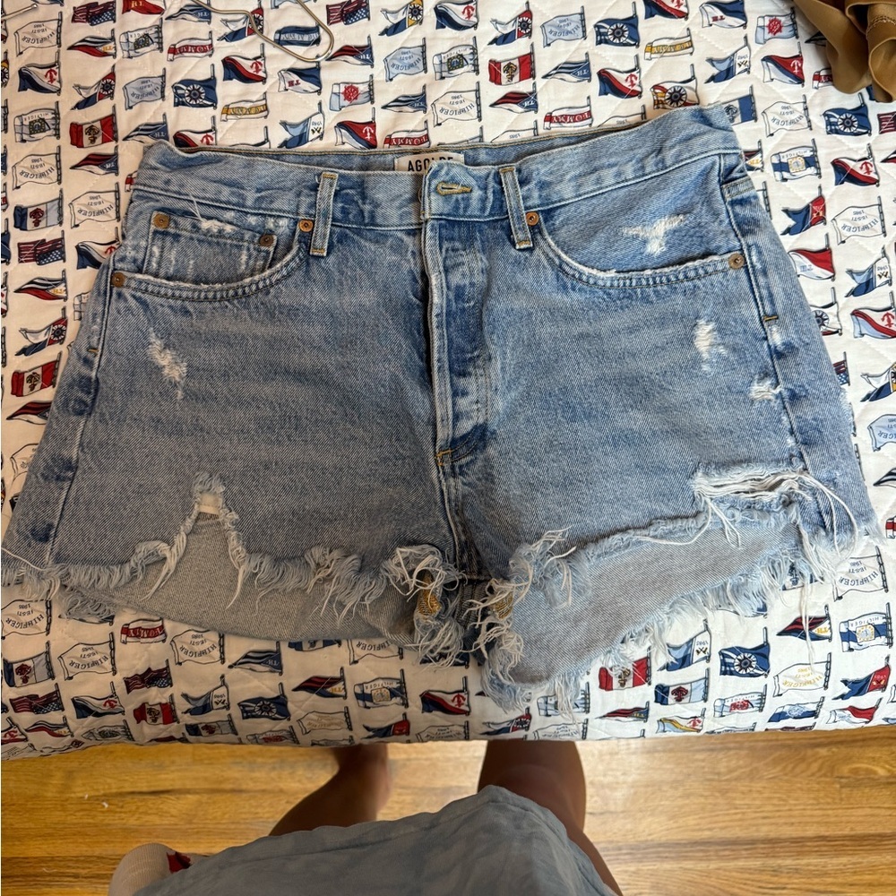 Agolde Women's High Rise Light Blue Shorts
